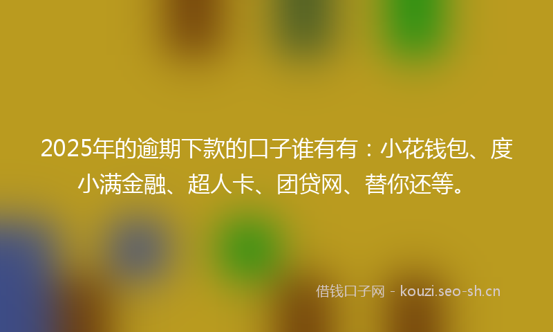 2025年的逾期下款的口子谁有有：小花钱包、度小满金融、超人卡、团贷网、替你还等。