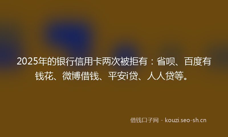 2025年的银行信用卡两次被拒有：省呗、百度有钱花、微博借钱、平安i贷、人人贷等。