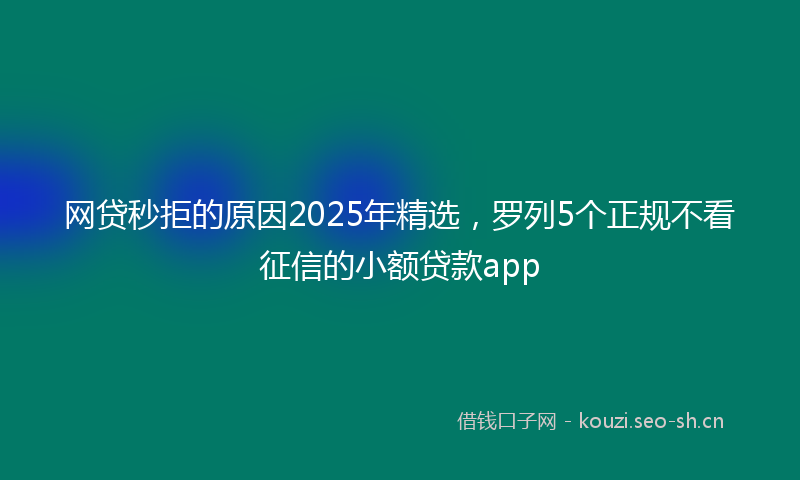 网贷秒拒的原因2025年精选，罗列5个正规不看征信的小额贷款app