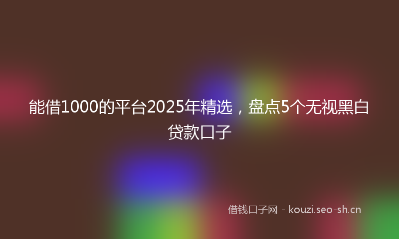 能借1000的平台2025年精选，盘点5个无视黑白贷款口子