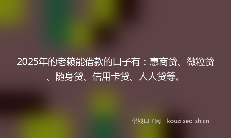 2025年的老赖能借款的口子有：惠商贷、微粒贷、随身贷、信用卡贷、人人贷等。