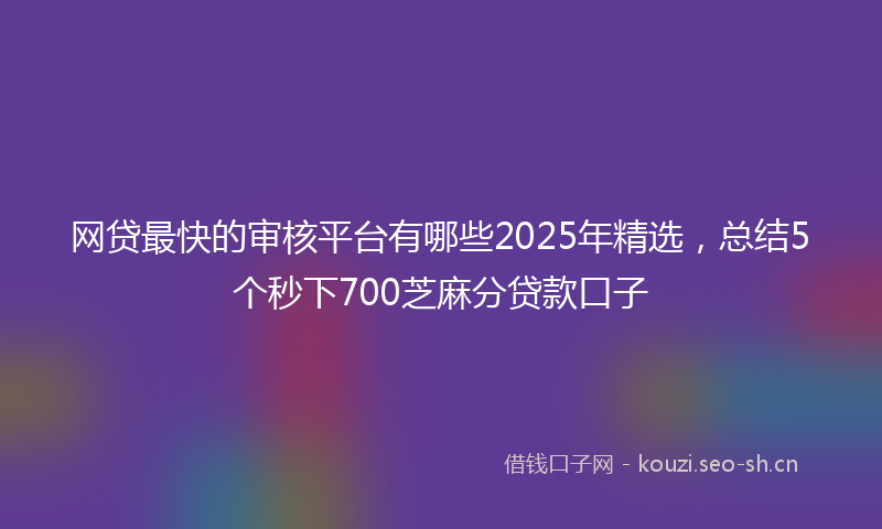 网贷最快的审核平台有哪些2025年精选，总结5个秒下700芝麻分贷款口子