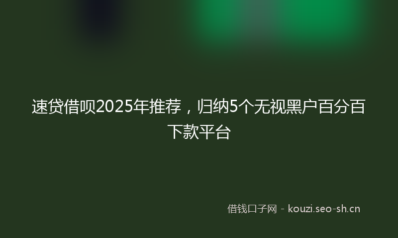 速贷借呗2025年推荐，归纳5个无视黑户百分百下款平台