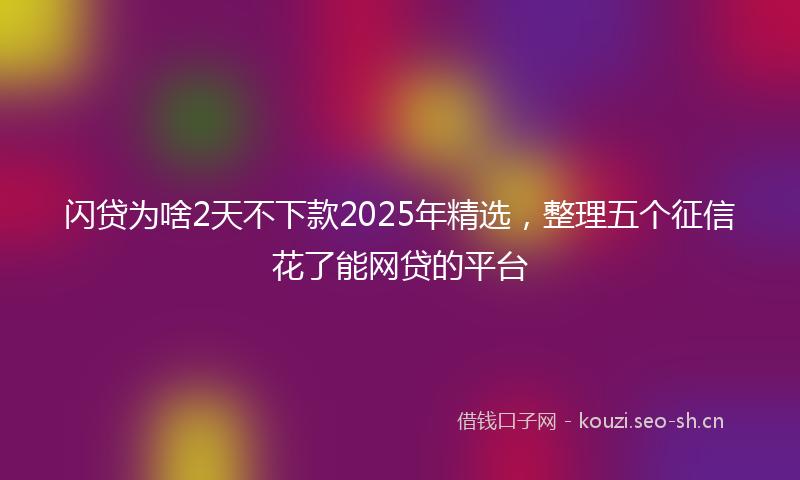 闪贷为啥2天不下款2025年精选，整理五个征信花了能网贷的平台