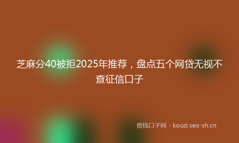 芝麻分40被拒2025年推荐，盘点五个网贷无视不查征信口子