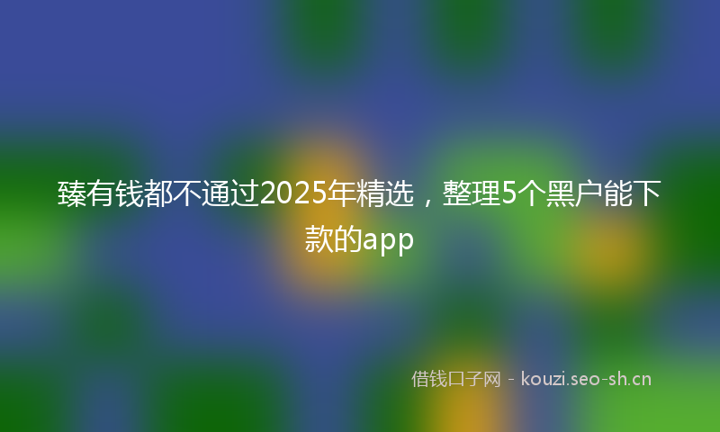 臻有钱都不通过2025年精选，整理5个黑户能下款的app