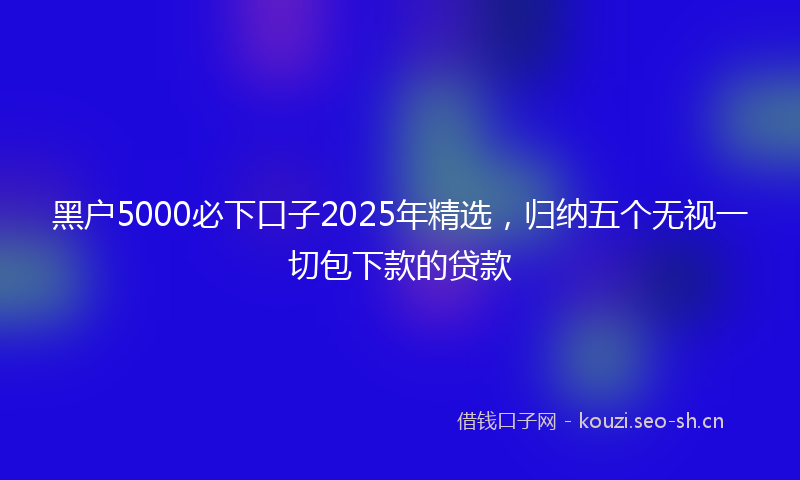 黑户5000必下口子2025年精选，归纳五个无视一切包下款的贷款