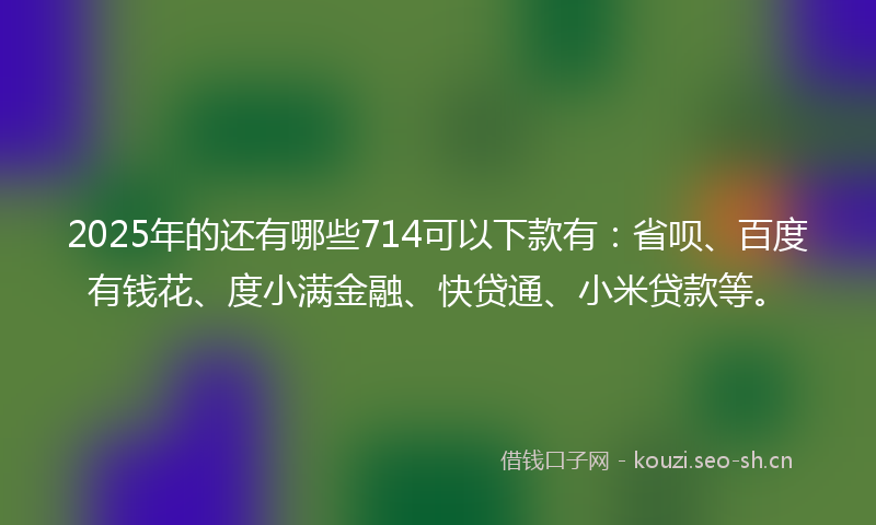 2025年的还有哪些714可以下款有：省呗、百度有钱花、度小满金融、快贷通、小米贷款等。