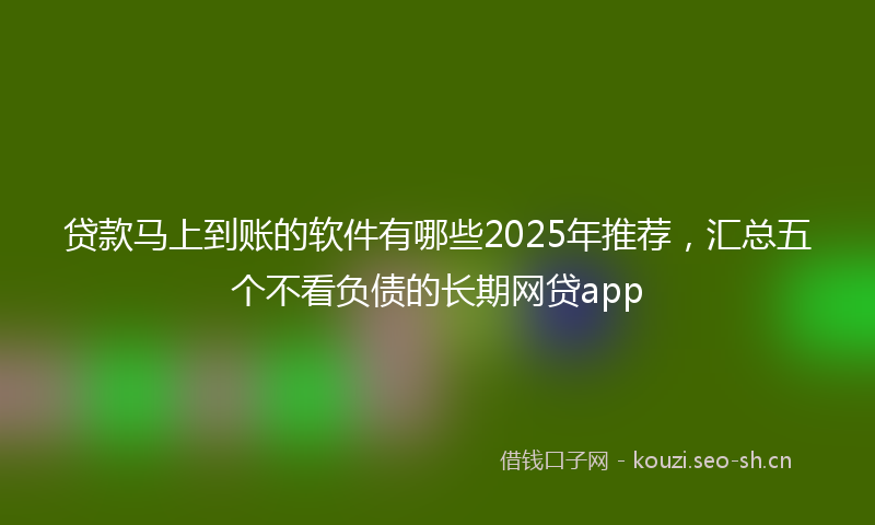 贷款马上到账的软件有哪些2025年推荐，汇总五个不看负债的长期网贷app
