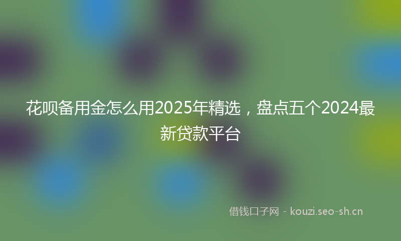 花呗备用金怎么用2025年精选，盘点五个2024最新贷款平台