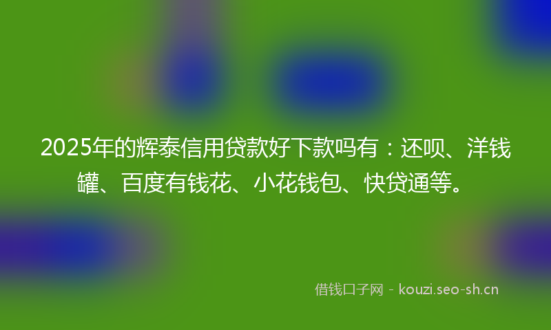 2025年的辉泰信用贷款好下款吗有：还呗、洋钱罐、百度有钱花、小花钱包、快贷通等。