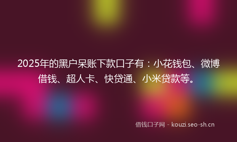 2025年的黑户呆账下款口子有：小花钱包、微博借钱、超人卡、快贷通、小米贷款等。