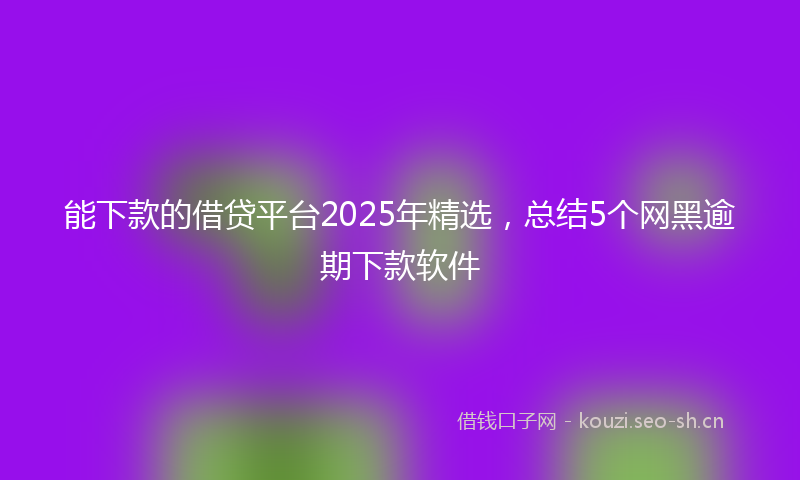 能下款的借贷平台2025年精选，总结5个网黑逾期下款软件