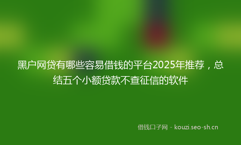 黑户网贷有哪些容易借钱的平台2025年推荐，总结五个小额贷款不查征信的软件