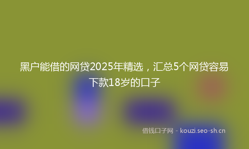 黑户能借的网贷2025年精选，汇总5个网贷容易下款18岁的口子