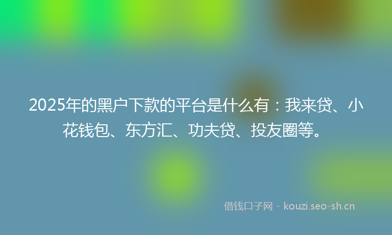 2025年的黑户下款的平台是什么有：我来贷、小花钱包、东方汇、功夫贷、投友圈等。