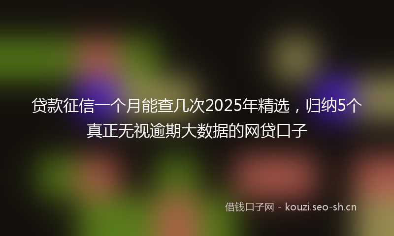 贷款征信一个月能查几次2025年精选，归纳5个真正无视逾期大数据的网贷口子