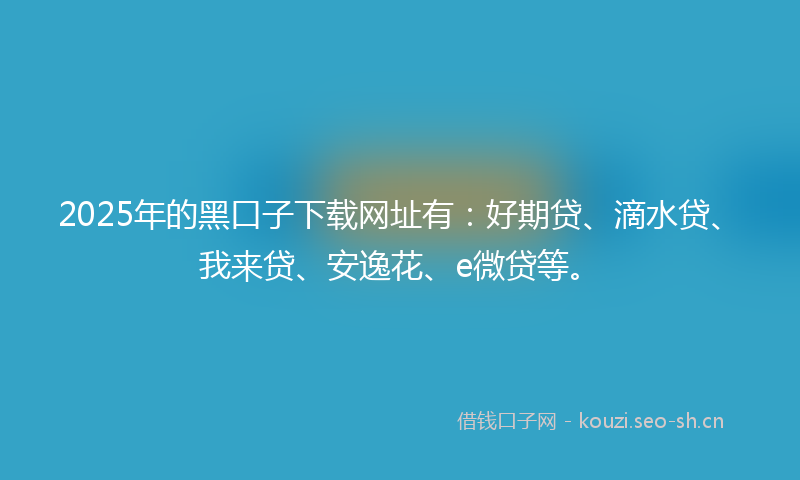 2025年的黑口子下载网址有：好期贷、滴水贷、我来贷、安逸花、e微贷等。
