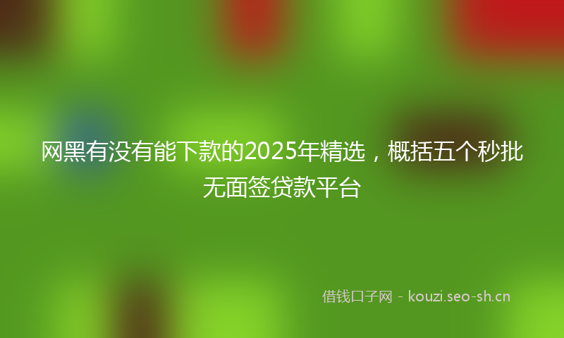 网黑有没有能下款的2025年精选，概括五个秒批无面签贷款平台