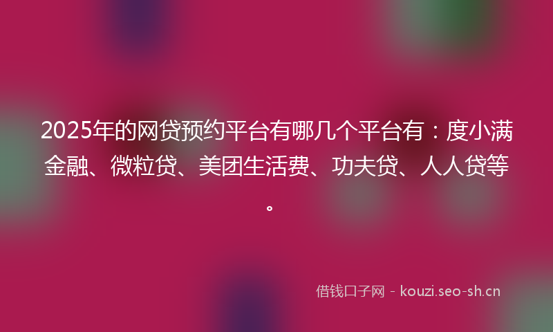 2025年的网贷预约平台有哪几个平台有：度小满金融、微粒贷、美团生活费、功夫贷、人人贷等。