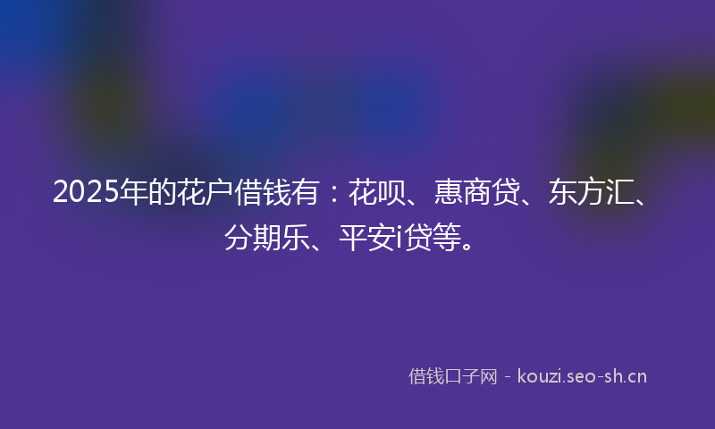 2025年的花户借钱有：花呗、惠商贷、东方汇、分期乐、平安i贷等。