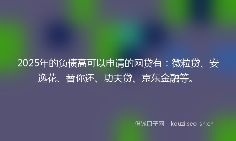 2025年的负债高可以申请的网贷有：微粒贷、安逸花、替你还、功夫贷、京东金融等。