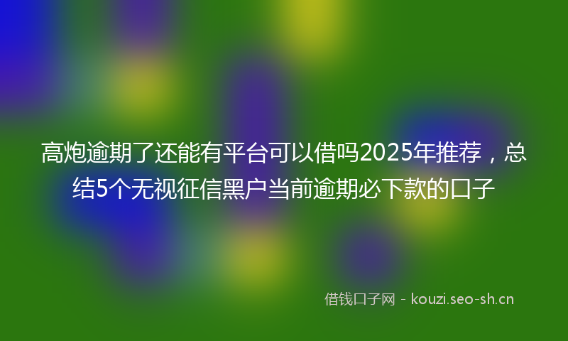 高炮逾期了还能有平台可以借吗2025年推荐，总结5个无视征信黑户当前逾期必下款的口子