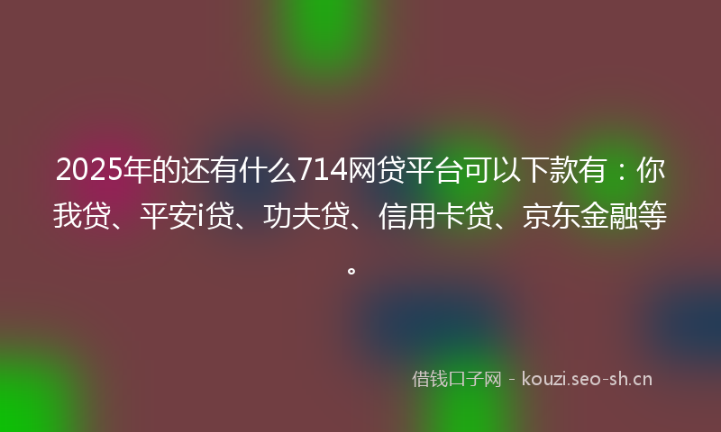 2025年的还有什么714网贷平台可以下款有：你我贷、平安i贷、功夫贷、信用卡贷、京东金融等。