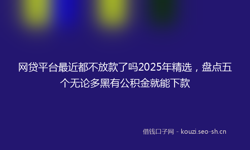 网贷平台最近都不放款了吗2025年精选，盘点五个无论多黑有公积金就能下款