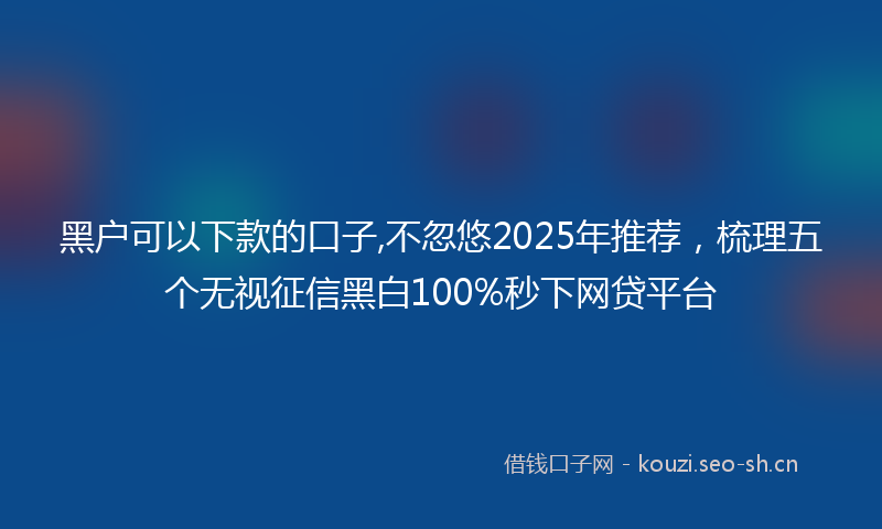 黑户可以下款的口子,不忽悠2025年推荐，梳理五个无视征信黑白100%秒下网贷平台