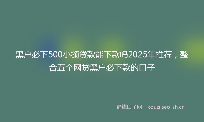 黑户必下500小额贷款能下款吗2025年推荐，整合五个网贷黑户必下款的口子