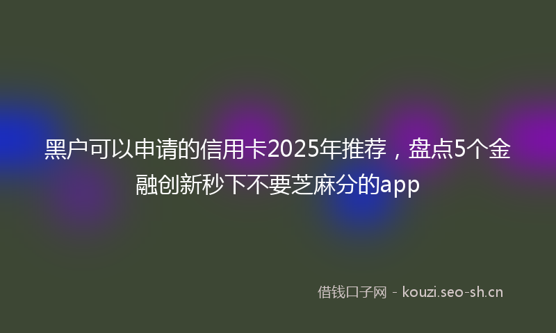 黑户可以申请的信用卡2025年推荐，盘点5个金融创新秒下不要芝麻分的app