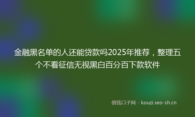 金融黑名单的人还能贷款吗2025年推荐，整理五个不看征信无视黑白百分百下款软件