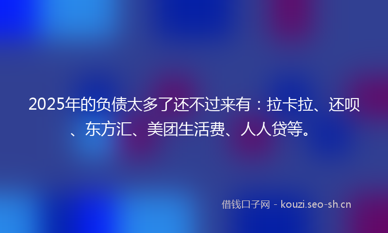 2025年的负债太多了还不过来有：拉卡拉、还呗、东方汇、美团生活费、人人贷等。