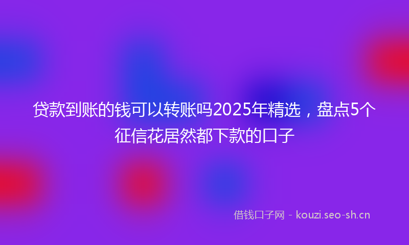 贷款到账的钱可以转账吗2025年精选，盘点5个征信花居然都下款的口子