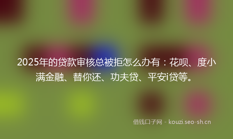 2025年的贷款审核总被拒怎么办有：花呗、度小满金融、替你还、功夫贷、平安i贷等。
