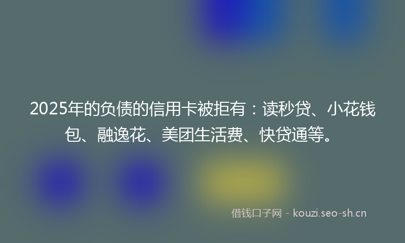 2025年的负债的信用卡被拒有：读秒贷、小花钱包、融逸花、美团生活费、快贷通等。