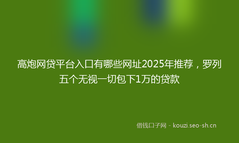 高炮网贷平台入口有哪些网址2025年推荐，罗列五个无视一切包下1万的贷款