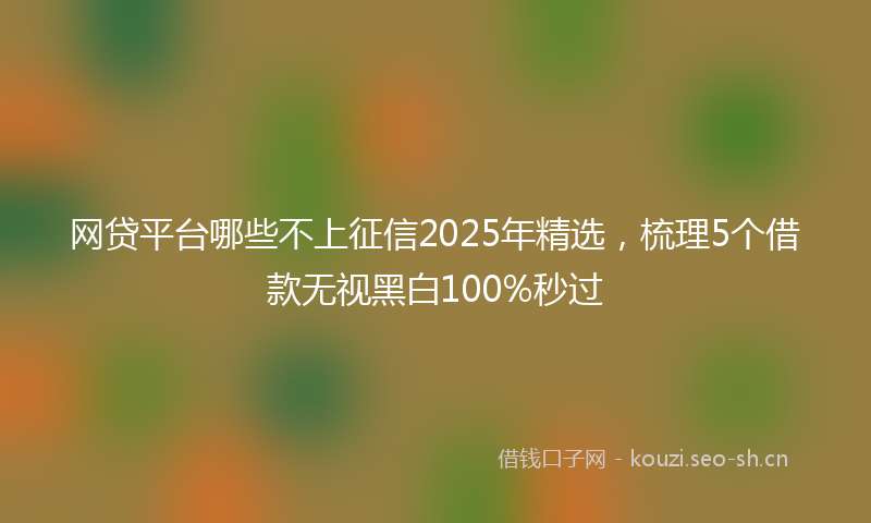 网贷平台哪些不上征信2025年精选，梳理5个借款无视黑白100%秒过