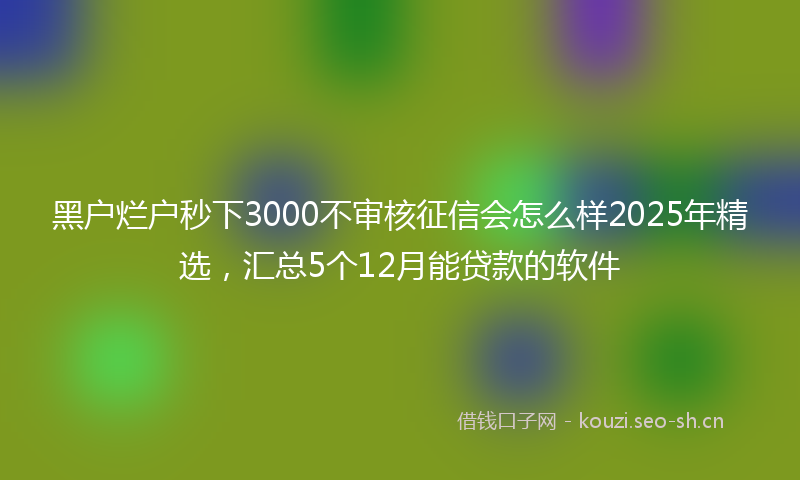 黑户烂户秒下3000不审核征信会怎么样2025年精选，汇总5个12月能贷款的软件