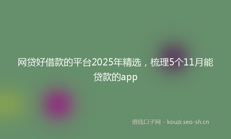 网贷好借款的平台2025年精选，梳理5个11月能贷款的app
