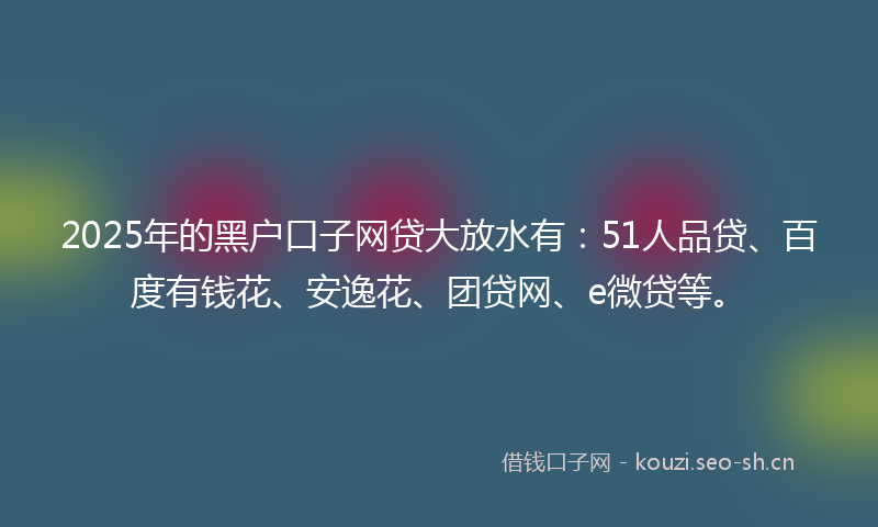 2025年的黑户口子网贷大放水有：51人品贷、百度有钱花、安逸花、团贷网、e微贷等。