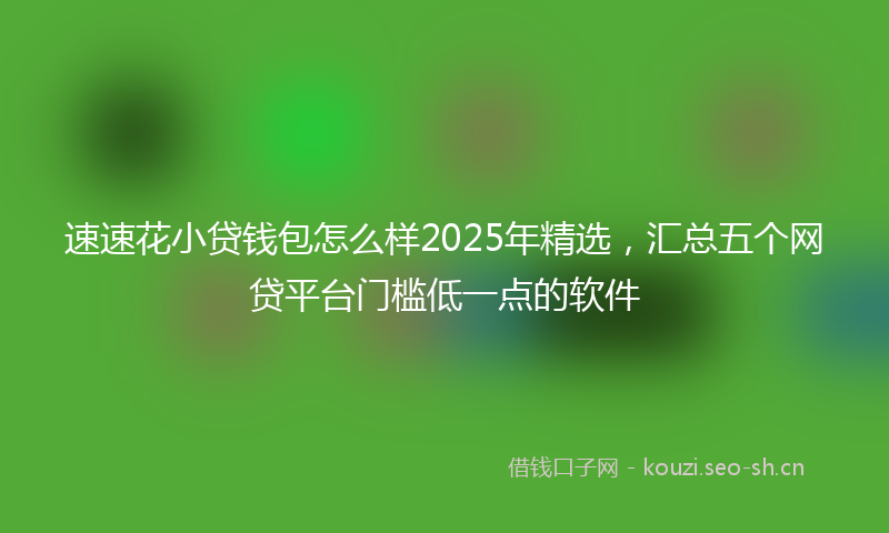 速速花小贷钱包怎么样2025年精选，汇总五个网贷平台门槛低一点的软件