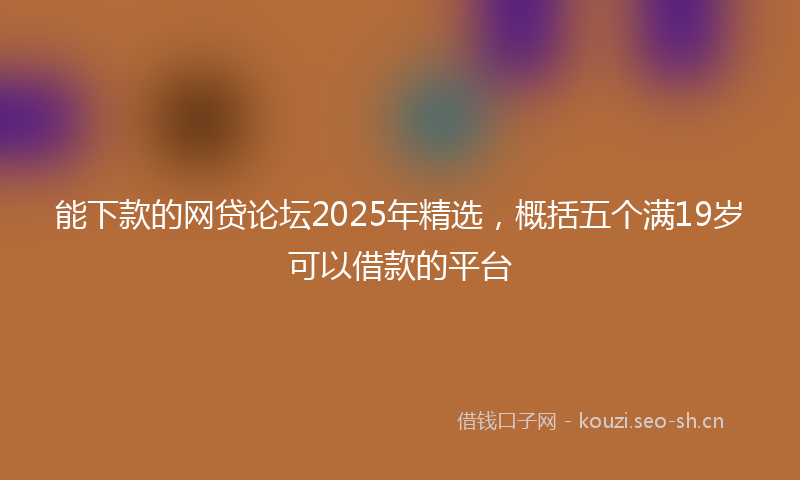 能下款的网贷论坛2025年精选，概括五个满19岁可以借款的平台