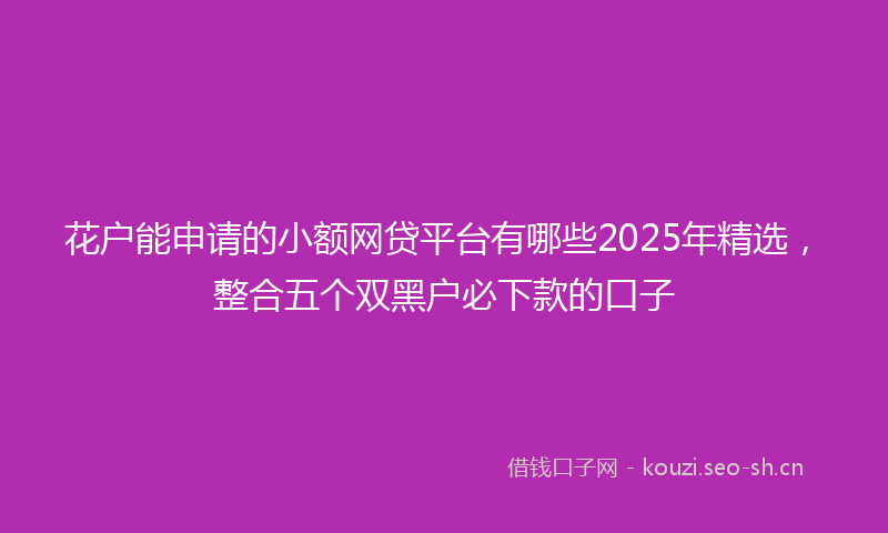 花户能申请的小额网贷平台有哪些2025年精选，整合五个双黑户必下款的口子
