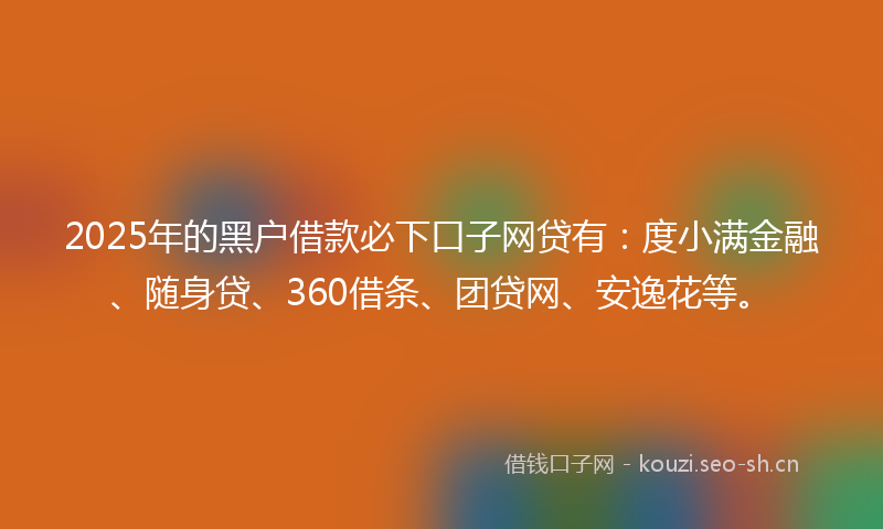 2025年的黑户借款必下口子网贷有：度小满金融、随身贷、360借条、团贷网、安逸花等。