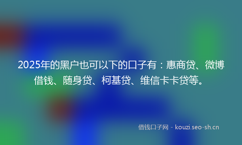 2025年的黑户也可以下的口子有：惠商贷、微博借钱、随身贷、柯基贷、维信卡卡贷等。