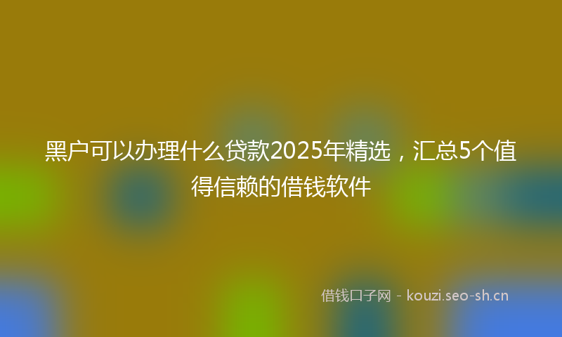 黑户可以办理什么贷款2025年精选，汇总5个值得信赖的借钱软件