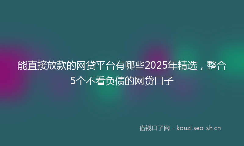 能直接放款的网贷平台有哪些2025年精选，整合5个不看负债的网贷口子