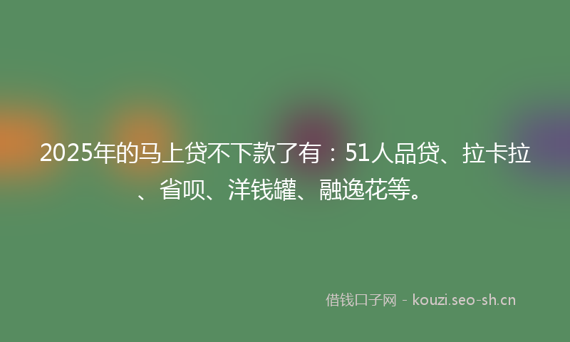 2025年的马上贷不下款了有：51人品贷、拉卡拉、省呗、洋钱罐、融逸花等。